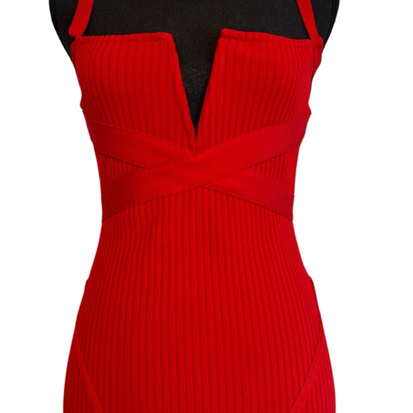 Fashion Nova Red Ribbed Bodycon Midi Dress - Picture 6 of 16